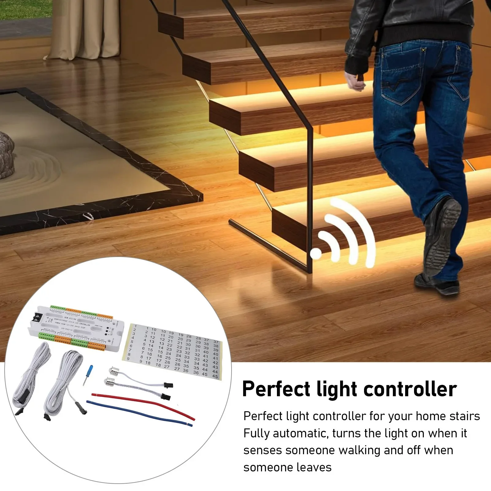 Bewegingssensor LED-trapverlichtingscontroller Intelligente automatische trapladder Traplichtcontroller voor traplamp