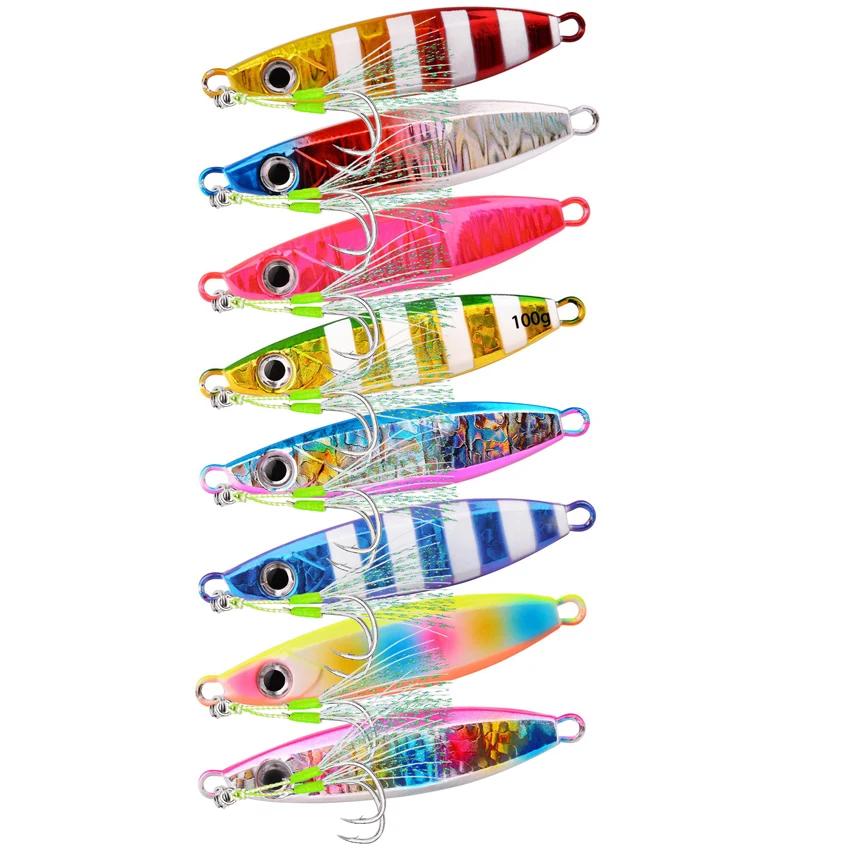 1pcs 40g 60g 80g 100g Metal Jig Spoon Lure Artificial Bait Shore Slow Sinking Jigging Hard Bass Fishing Tackle Pesca view 4