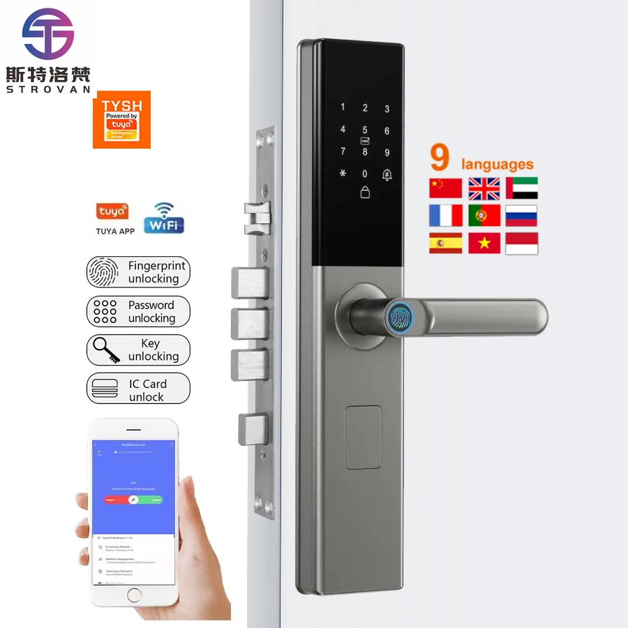 STLF 스마트 도어락 아파트용 전자 RFID 키리스 투야 디지털 도어 스마트락 와이파이 룸락