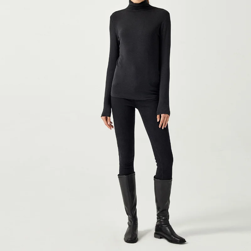 Women Pullovers New Long-sleeved Slim Black Sweater Top Women Jersey