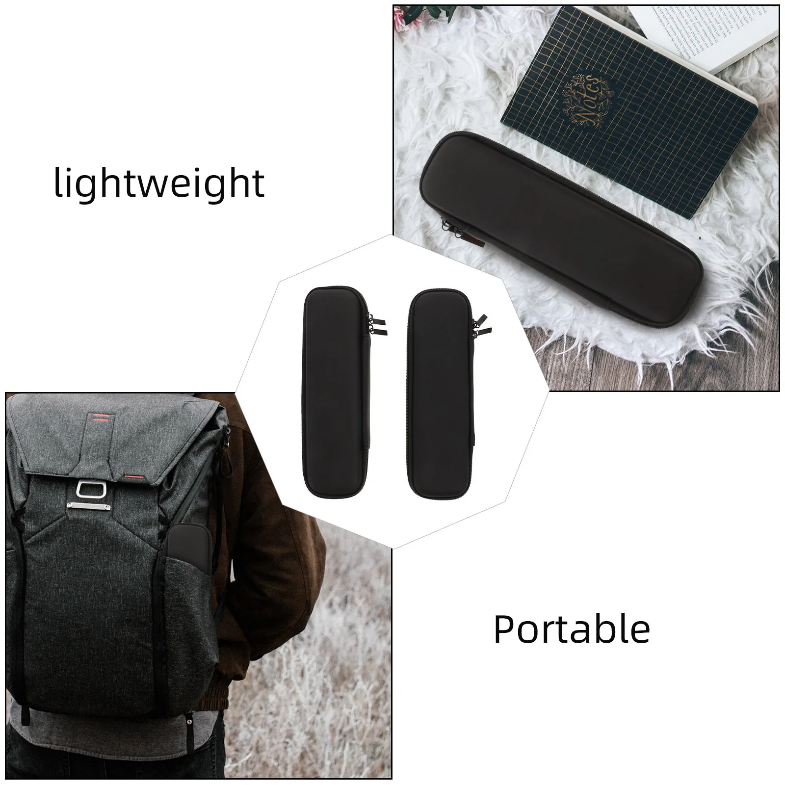 2 قطعة فرشاة الأسنان الكهربائية الحالات الواقية المحمولة السفر تخزين أكياس الأسود الصلب إيفا بولي مقاوم للماء حامل للصدمات #6