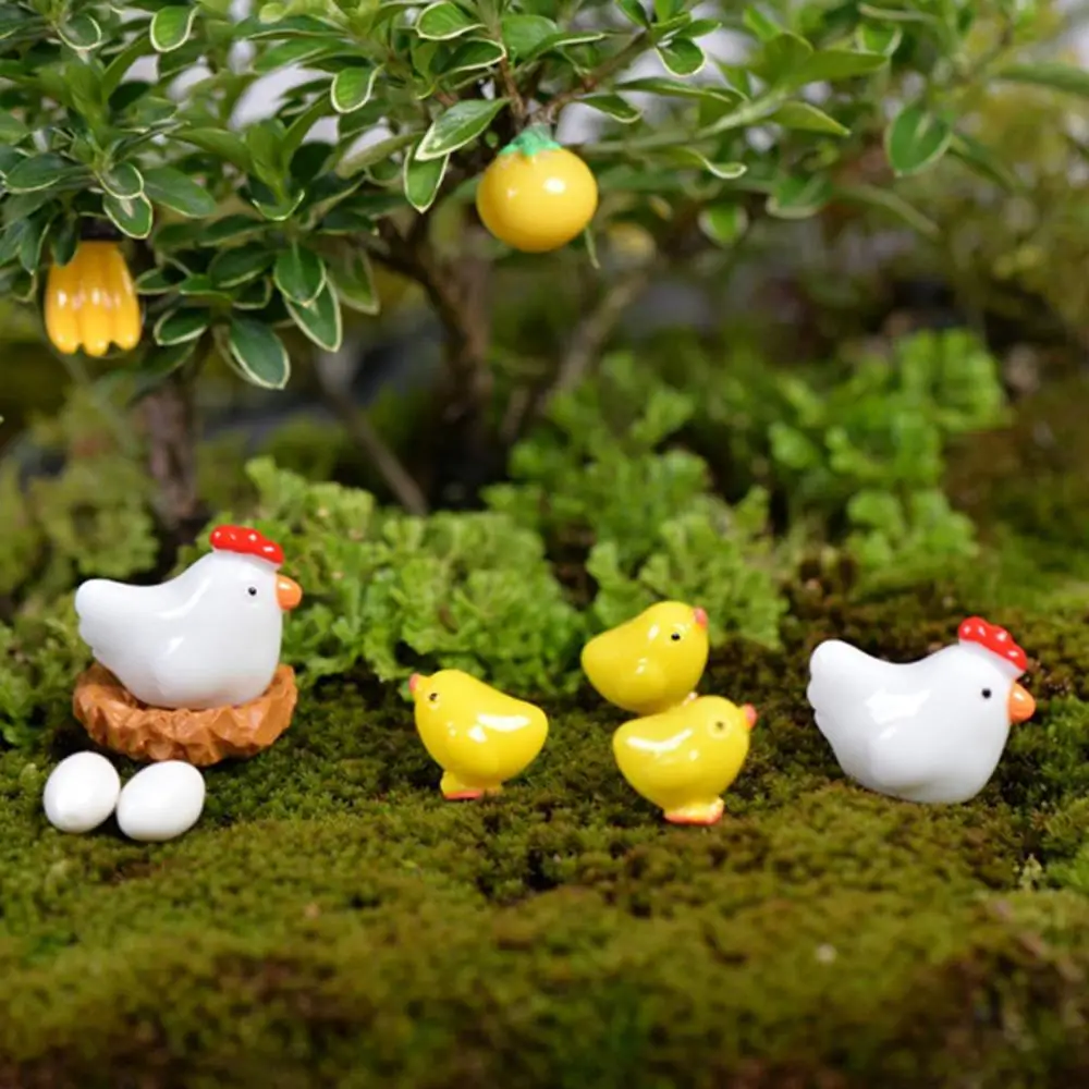 Precioso jardín de hadas, Micro paisaje, resina, pequeño huevo de gallina, Henroost, adorno, estatuilla, decoración en miniatura