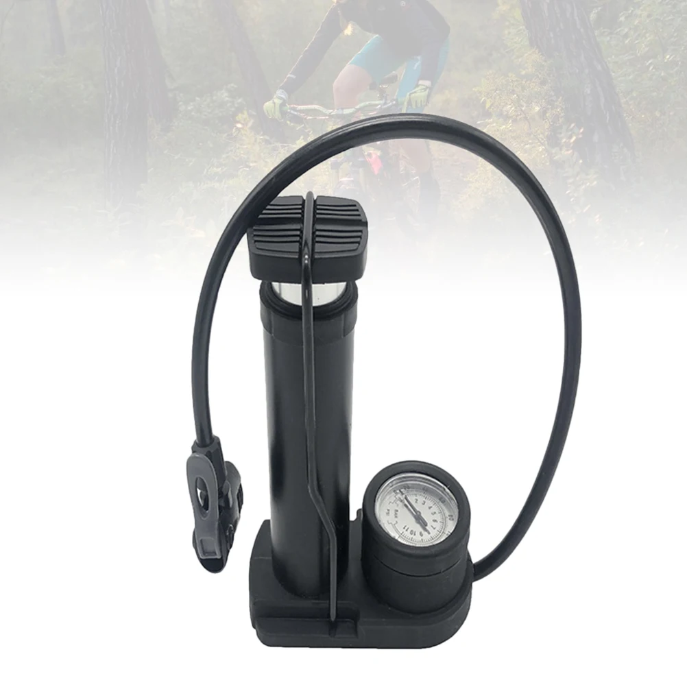 

1pc Portable Metal Bike Foot High-Pressure Tire Inflator Mini Air Pump With Barometer Durable Home Multi-Use Pedal Pump Black