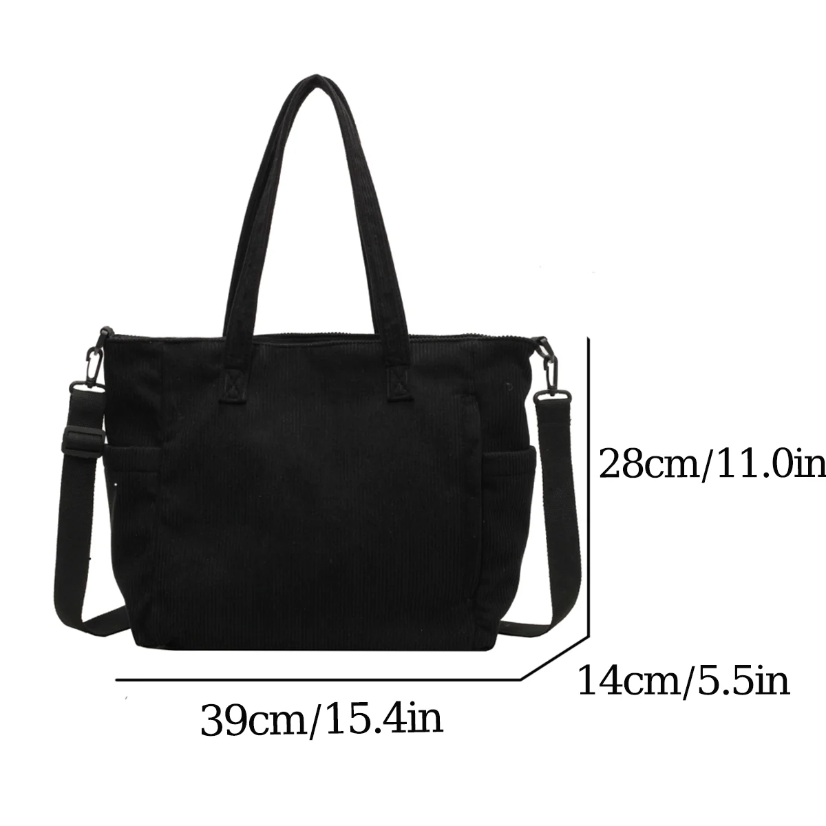 Fashion Versatile Shoulder Bag College Wind Commuting Corduroy Square BagUnisex Large Capacity Leisure Portable Crossbody Bag
