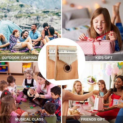 Imagen 2 del producto Piano de pulgar Kalimba, 17 21 teclas, madera de caoba, combinación de piano portátil para dedos, regalos para niños