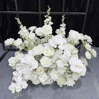 White Series 5D Rose Peony Hydrangea Wedding Arch Hang Floral Row Arrangement Table Centerpieces Runner Flower Row Event Supplie