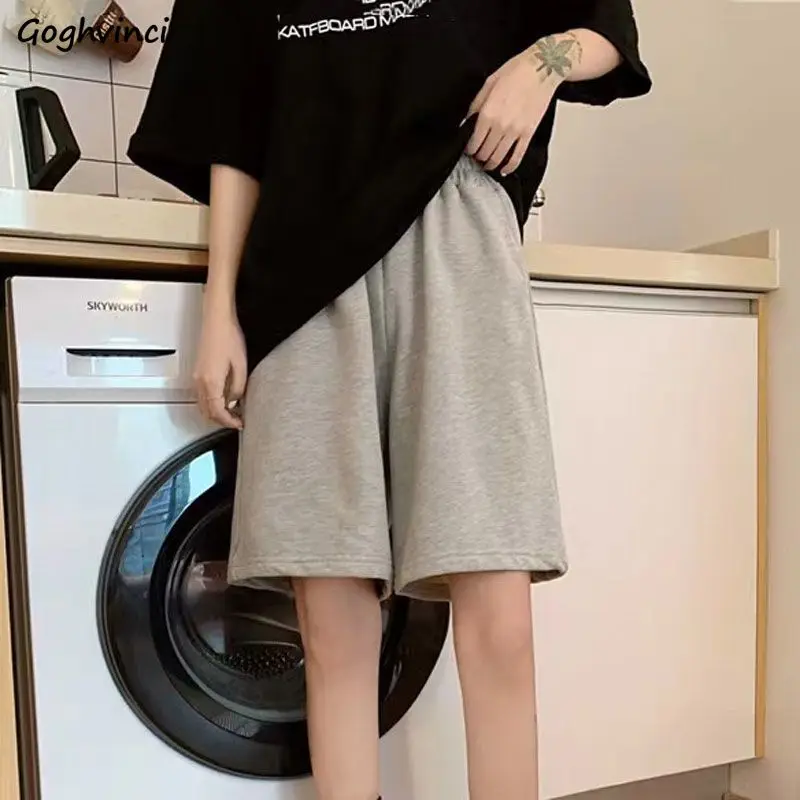 

Sporty Shorts Women Solid Casual Straight High Waist Fashion Korean Style Students All-match Minimalist Comfortable Chic Classic