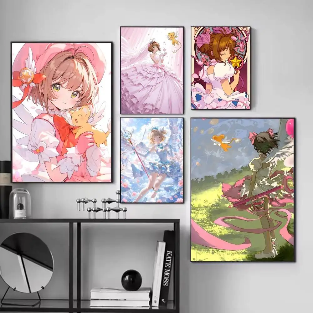 Anime Cute Girl C-Cardcaptor S-Sakura Posters Fancy Wall Sticker for Living Room Bar Decoration Wall Decor