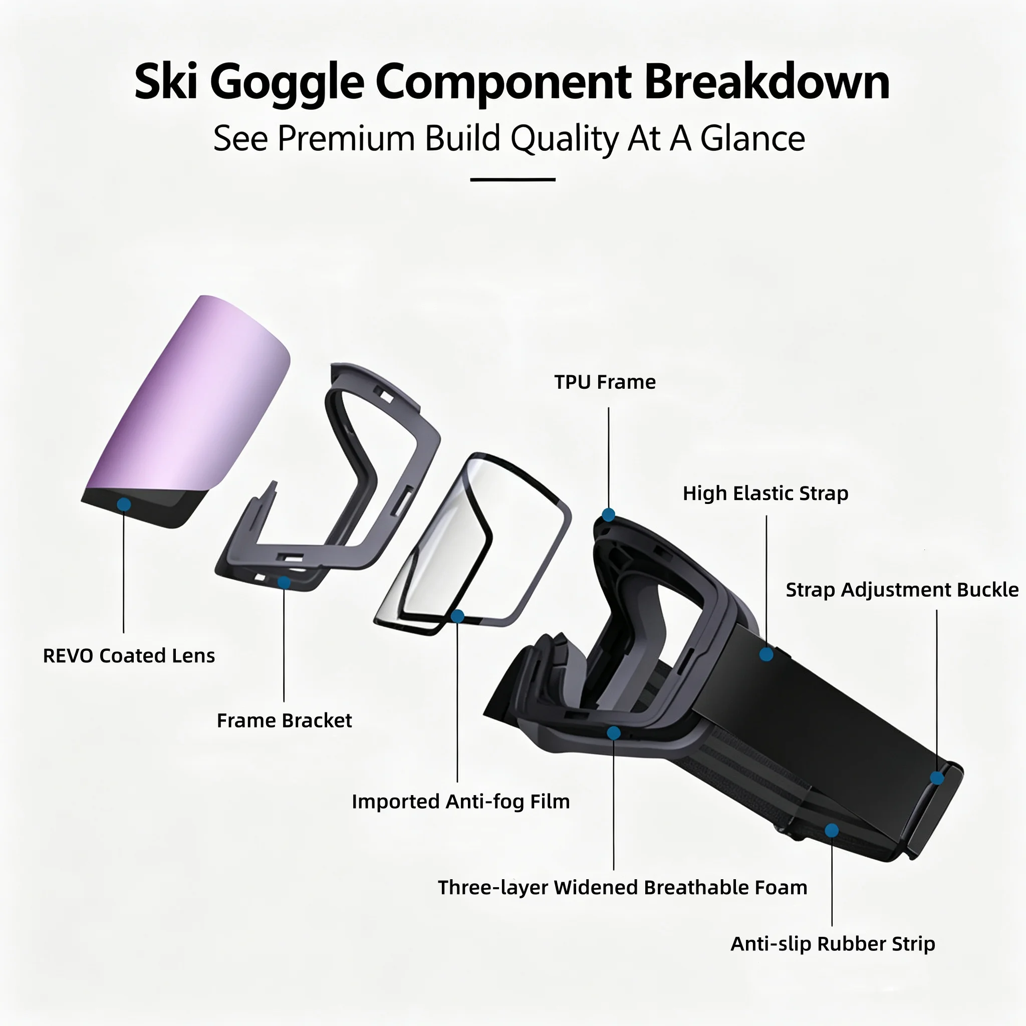 Flip‑Up Ski Goggles, Cylindrical Double‑Layer Magnetic Anti‑Fog Wind‑Dust‑Proof UV400 Eyewear for Skiing, Cycling & Snow Sports