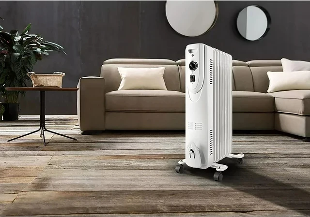 1500W portable oil-filled radiator | Quiet heater for bedroom, office and living room | easy sliding casters