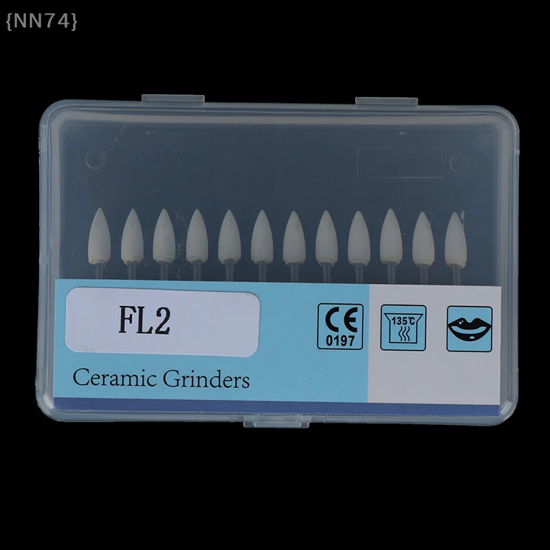 12 Pcs Dental Polishing Stone Set, White Arkansas Stone & Flame Cone Burs For Composite Restorations