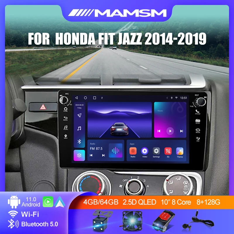 

10" Android 11 Car Radio Video Player For Honda Fit Jazz 2014 2015 2016 2017 2018 2019 GPS Serero Carplay Auto 8G+128G No 2 din