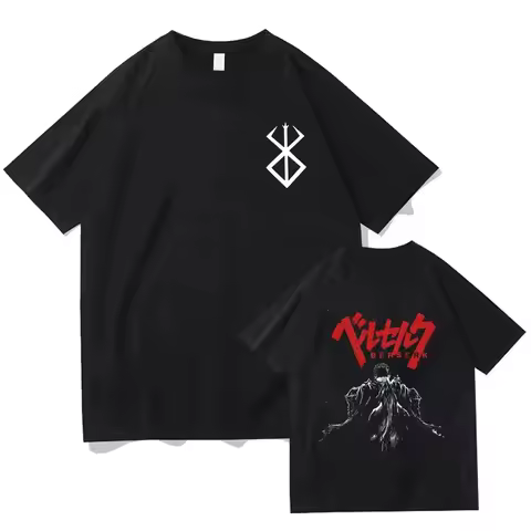 Berserk T Shirts Guts Funny T Shirt Men Cool Manga Graphic T-Shirt Japanese Anime Women Cotton Manga Hip Hop Tops Tees 71829