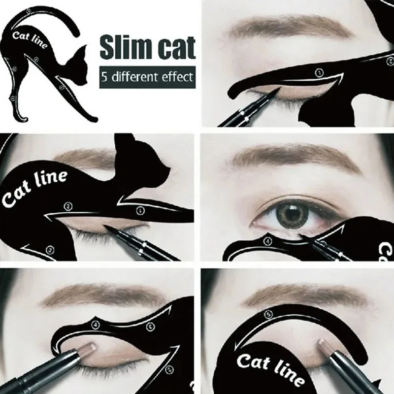 2pcs Eyeliner Stencils  Eyeliner Stamps Cat Pro Eye Liner Stamps Models Eyeliner Template Shaper Eye Liner Makeup Tool