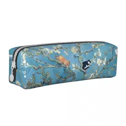 Astucci Van Gogh Fashion Cute Cats in Almond Blossom Pen Box Bags studente grande capacità materiale scolastico Pencilcases regalo