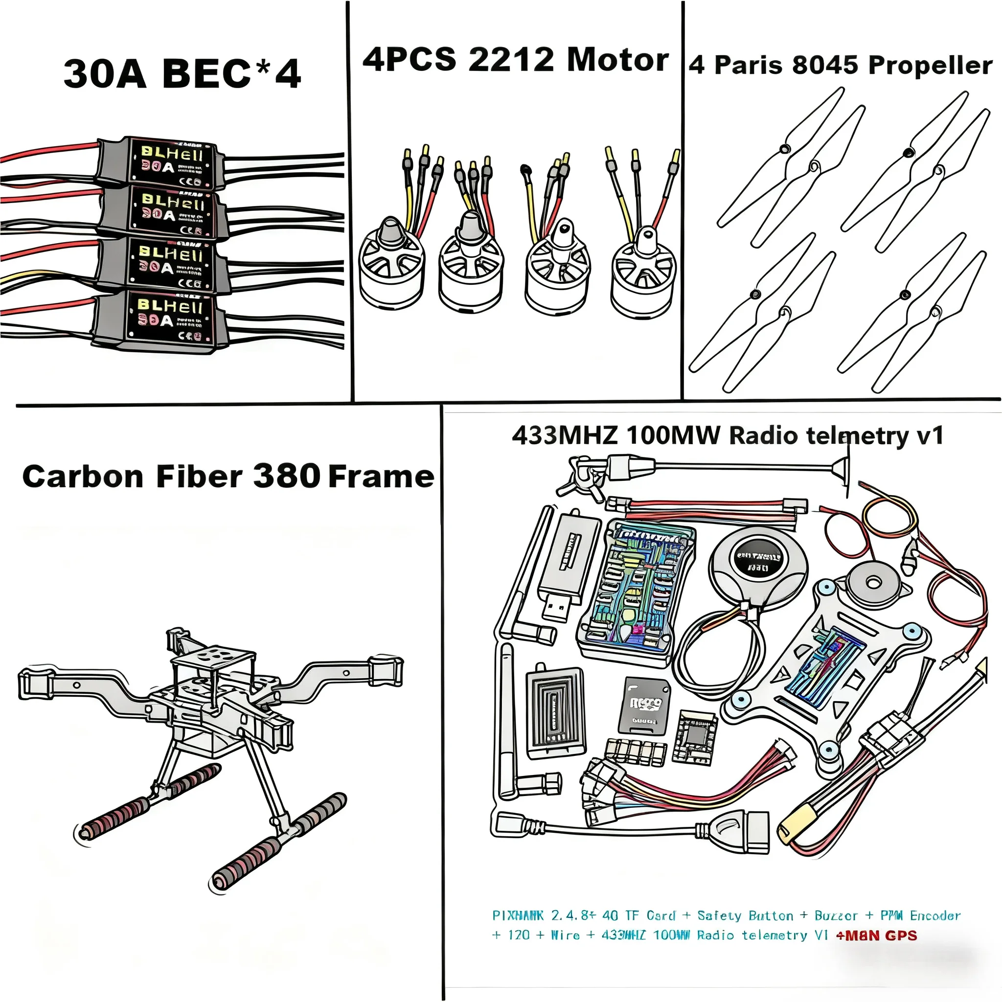 Happy 2.4.8 M8N Open source new smart drone FLY 380 MM quadrotor upturned rack