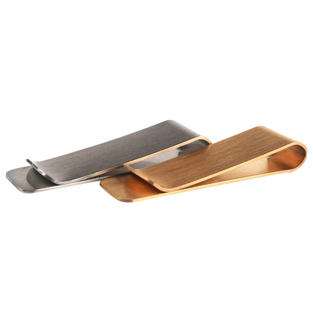 2 Pcs Bookmarks Stainless Steel Holder Credit Cards Clips Money Clamps Folder Metal Cash Man