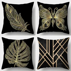 Light luxury fashion black gold pattern pillowcase creative living room sofa bedroom home decoration pillowcase 40x40cm 50x50