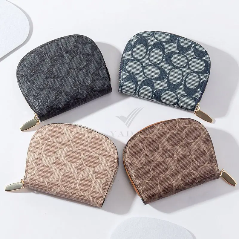 New Card Bag Women\'s Leather Multi-functional Bag Card Holder Simple Coin Wallet Classic Oval Print Women\'s Short Wallet