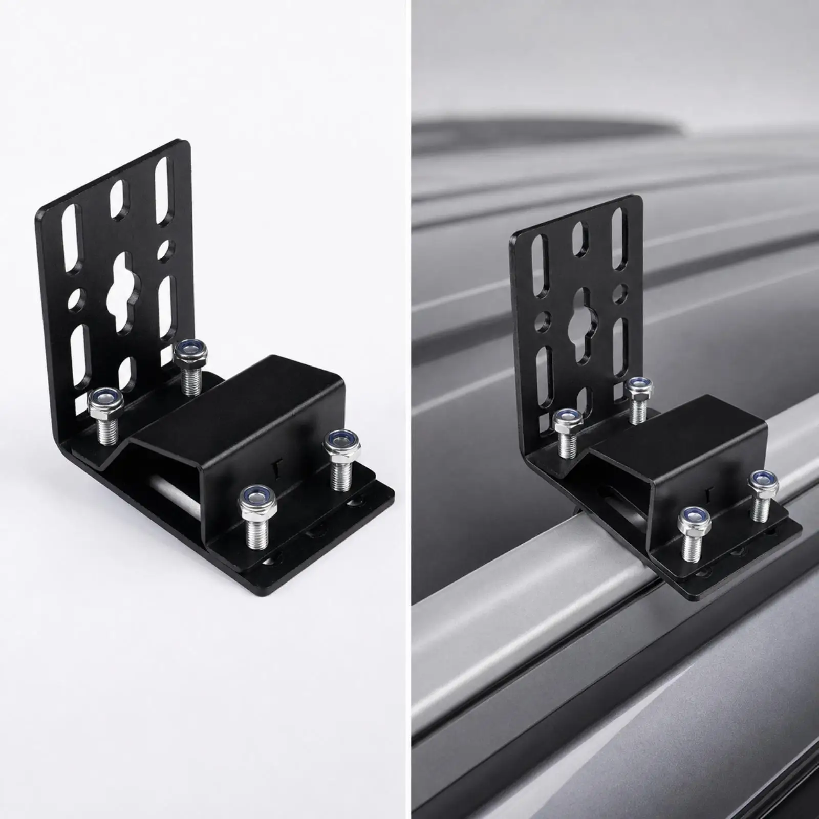 2 Pieces Awning Mount with Clamp Base Universal Roof Rack Awning Bracket Side-Mount Bracket Slimline Hardware Powder-Coated