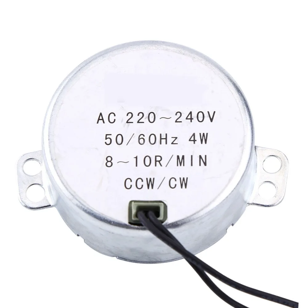220-240V AC Synchronous Geared Motor CW/CCW Rotation 8-10RPM Speed Turntable Synchronous Motor 4W Power 50/60Hz Frequency