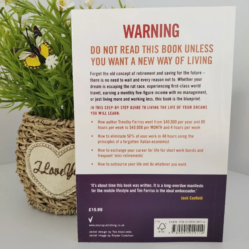 The 4-Hour Work Week By Timothy Ferriss Escape The 9-5, Live Anywhere and Join The New Rich Bestseller Book Paperback English