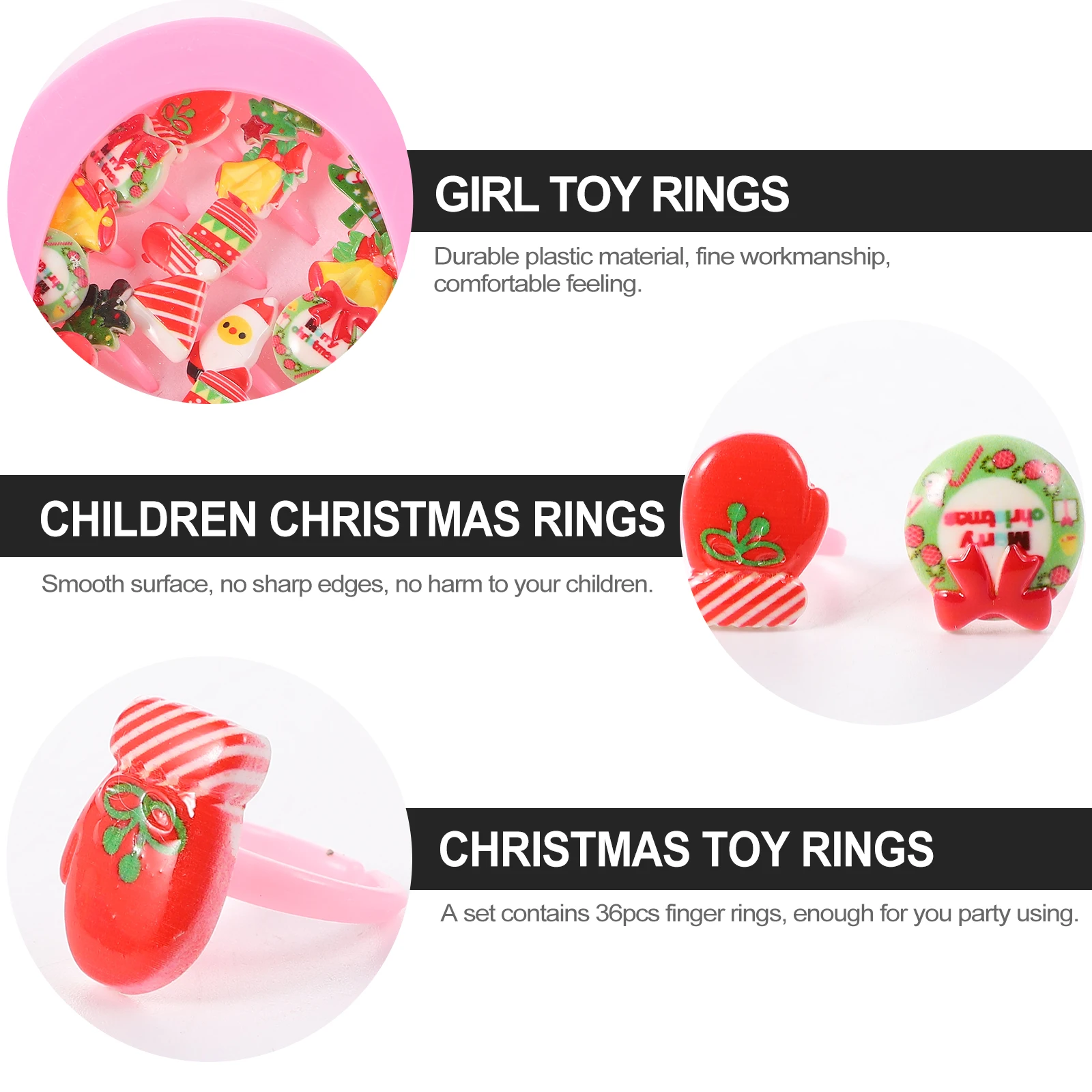 

36 Pcs Christmas Mixed Ring Kids Rings for Play Jewelry Child Toddler Little Girl