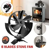 6 Blades Stove Fan Heat Powered Fireplace Fan Log Wood Burner Eco-fan Quiet 360° Rotating Fan Home Winter Warm Heat Distribution