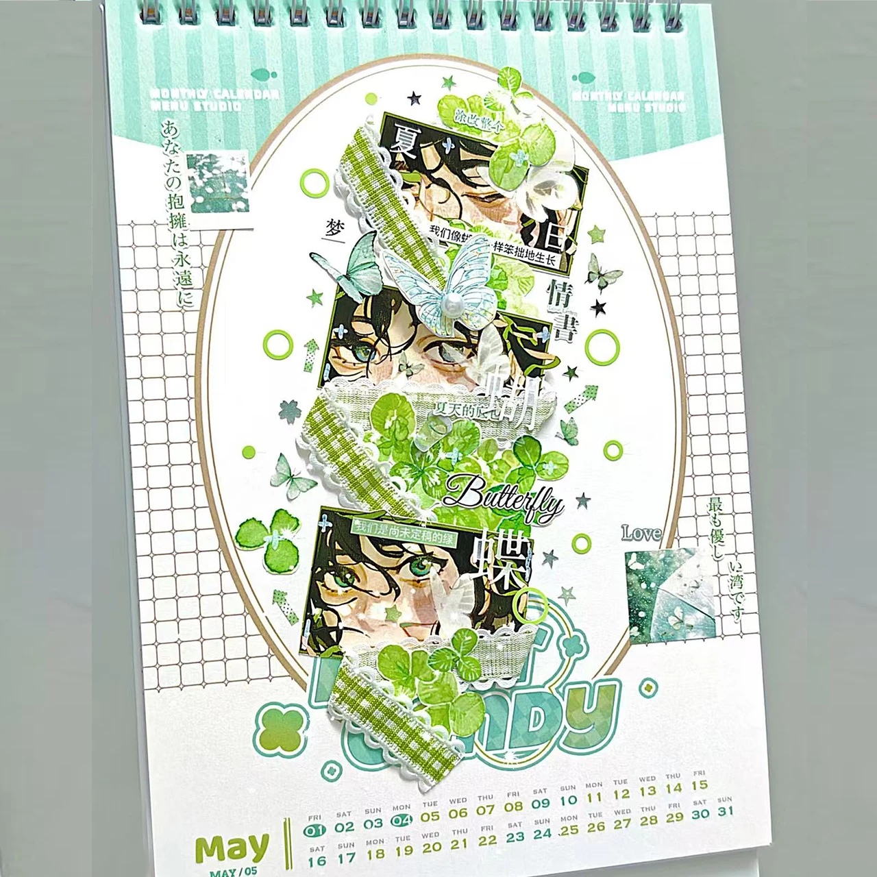 2026 Monatsplanungskalender mit Macaron-Rand, kreatives DIY-Tagebuch, Material, Collage, Studentenbedarf, Schreibwaren