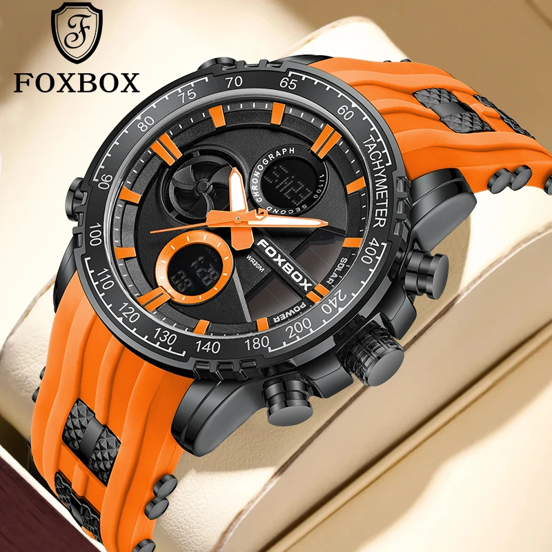 LIGE Foxbox Fashion Luxury Silicone Watch Casual Sport Waterproof Electronic Quartz Watches for Men Week Military Wristwatch+Box