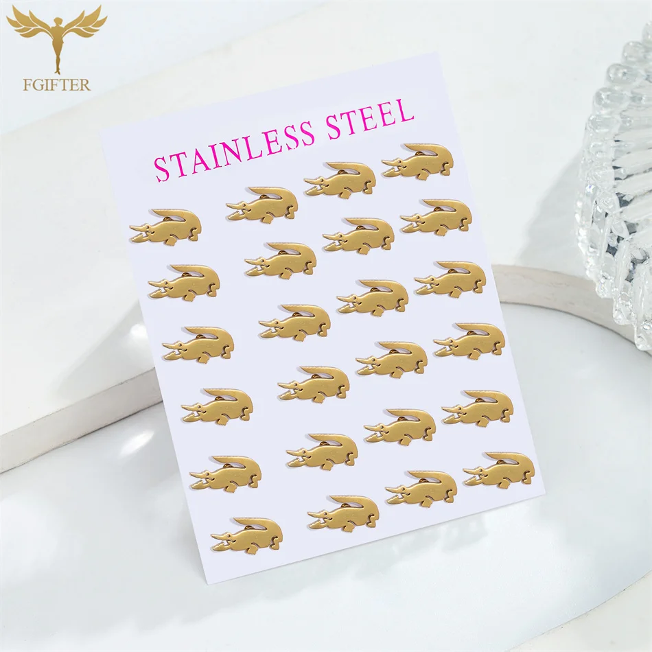 12 Pairs Stainless Steel Stud Earrings Set Punk Animal Crocodile Earrings  For Women Girls Goth Jewelry Accessories Wholesale