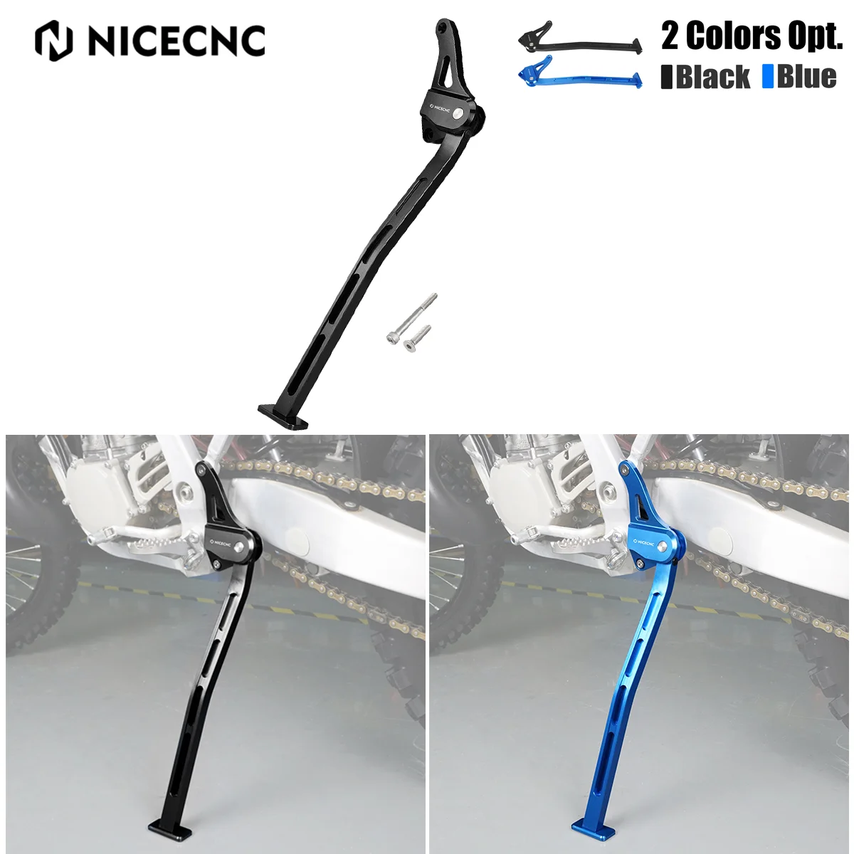 NICECNC Aluminum Side Stand Kickstand For YAMAHA YZ 125 YZ125 2005-2022 YZ 250 YZ250 2005-2024 2023 2022 Motorcycle Accessories