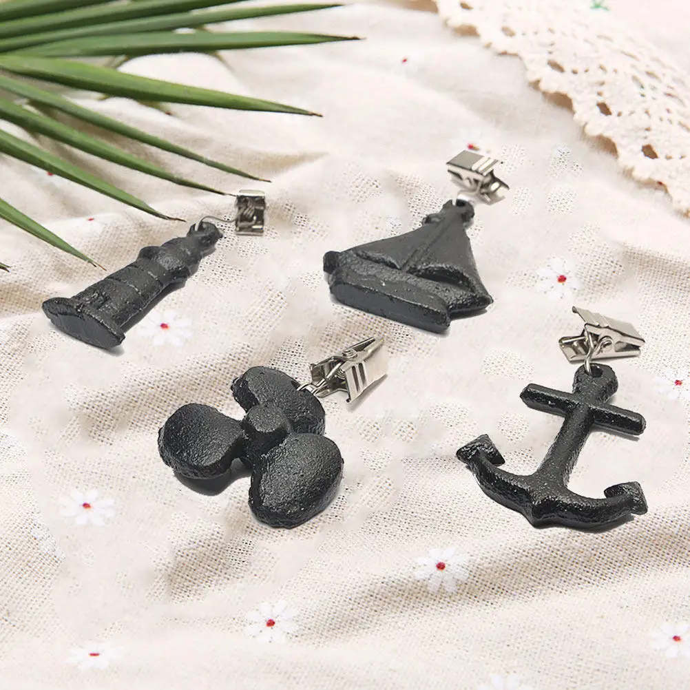 1Set Picnic Tablecloth Clamps Iron Heavy Duty Clips Retro Marine Style Windproof Holders for Outdoor Home Weddings Parties