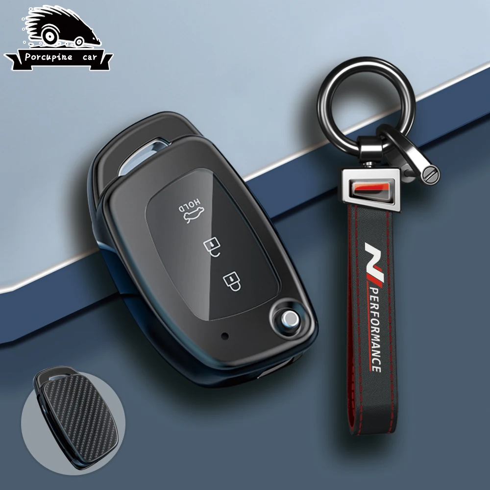 Alloy carbon fiber Car Key Case Key Chain for Hyundai Ix25 Ix35 I10 I20 Solaris Tucson Sonata Santa Fe Sport Elantra Creta Verna