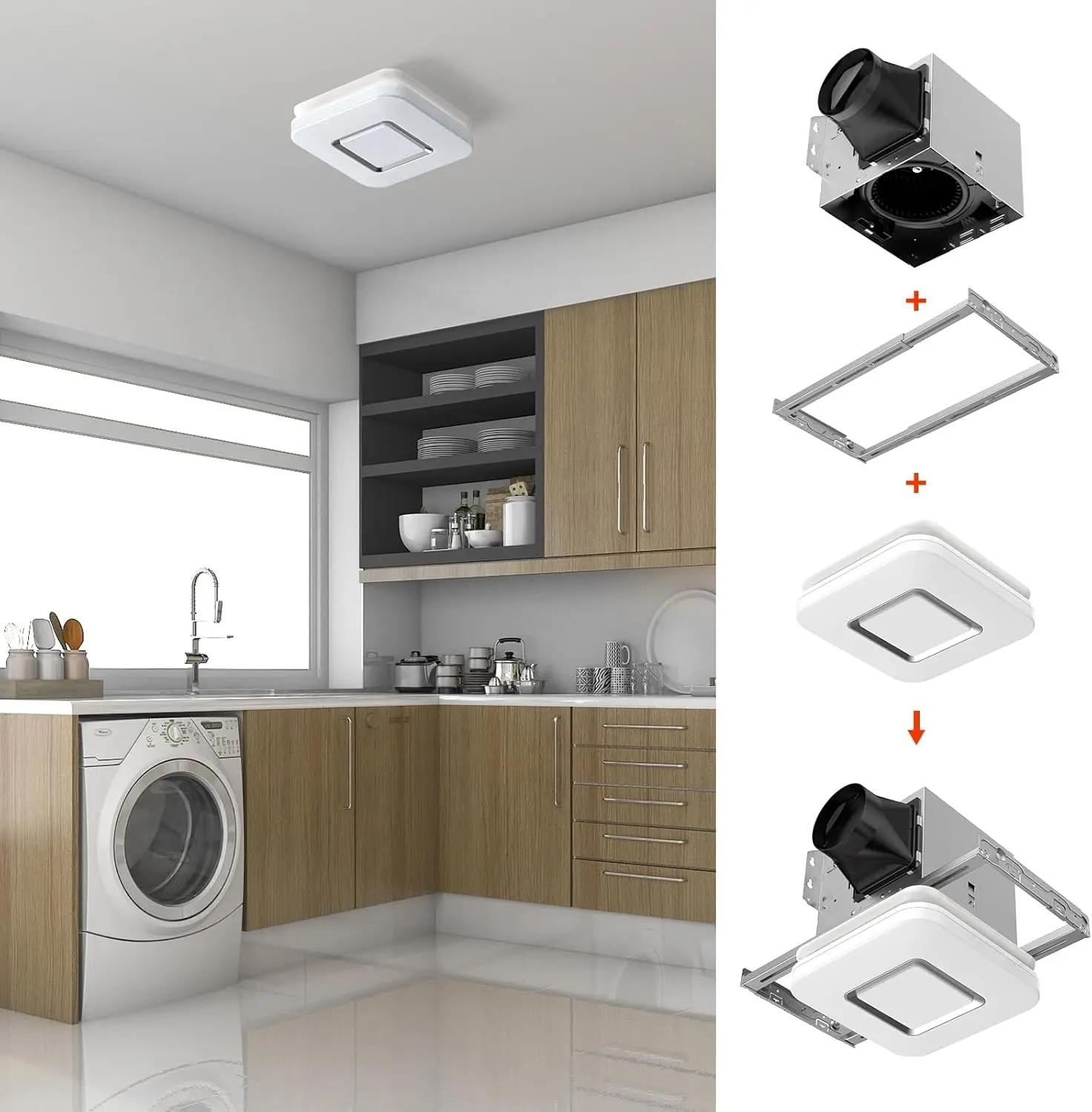 

Bathroom Exhaust Fan with Light,100 CFM 1.5,25W Bathroom Fan with Light,1500lm LED Light 3000K/4000K/5000K Selectable&Nightlight