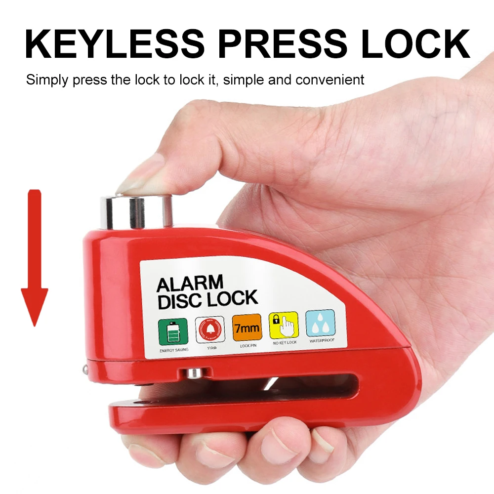 Bicycle Motorcycle Alarm Lock Wheel Disc Brake Lock Motorbike Scooter Waterproof Anti-theft Aluminum Alloy Security Brakelock - view 3