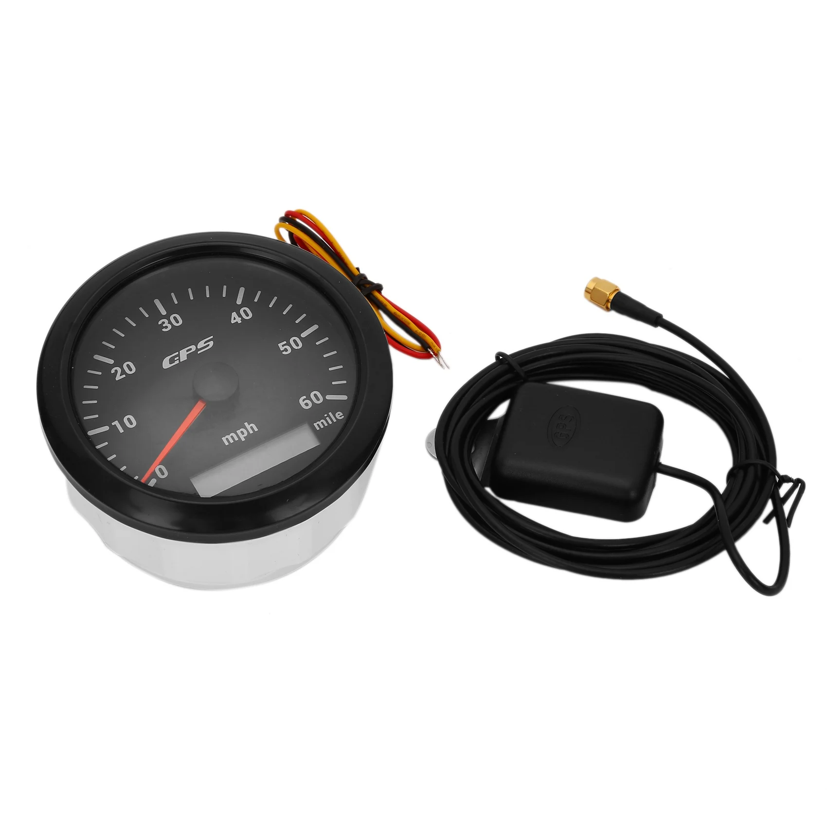 

85MM GPS Marine Speedometer 0-60/Mile Tachometer with 7-Color Backlight Odometer for Boats Yachts Marine Black