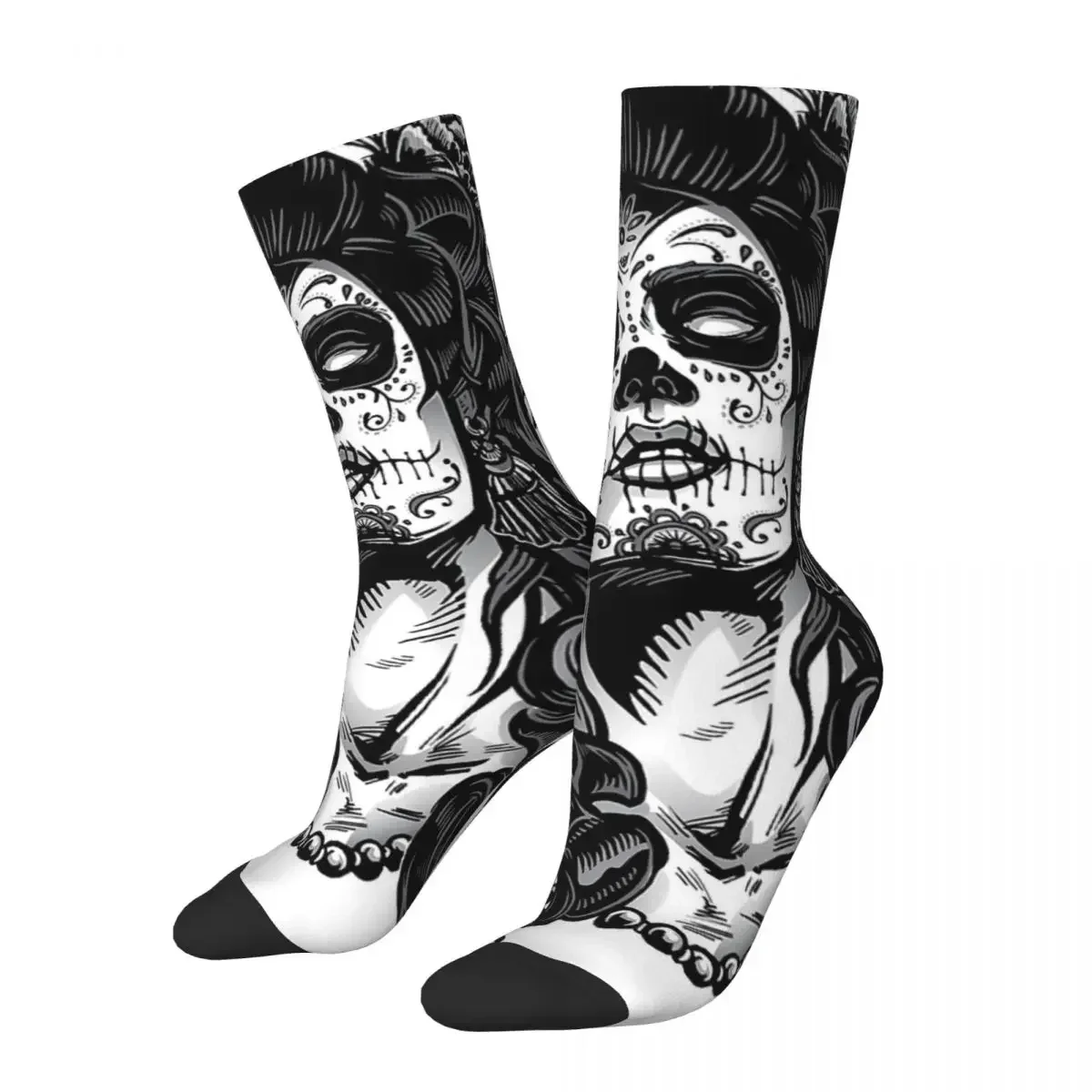 Calcetines de calavera de azúcar para niña, medias largas de alta calidad, Harajuku, para todas las estaciones, regalo de cumpleaños, Unisex