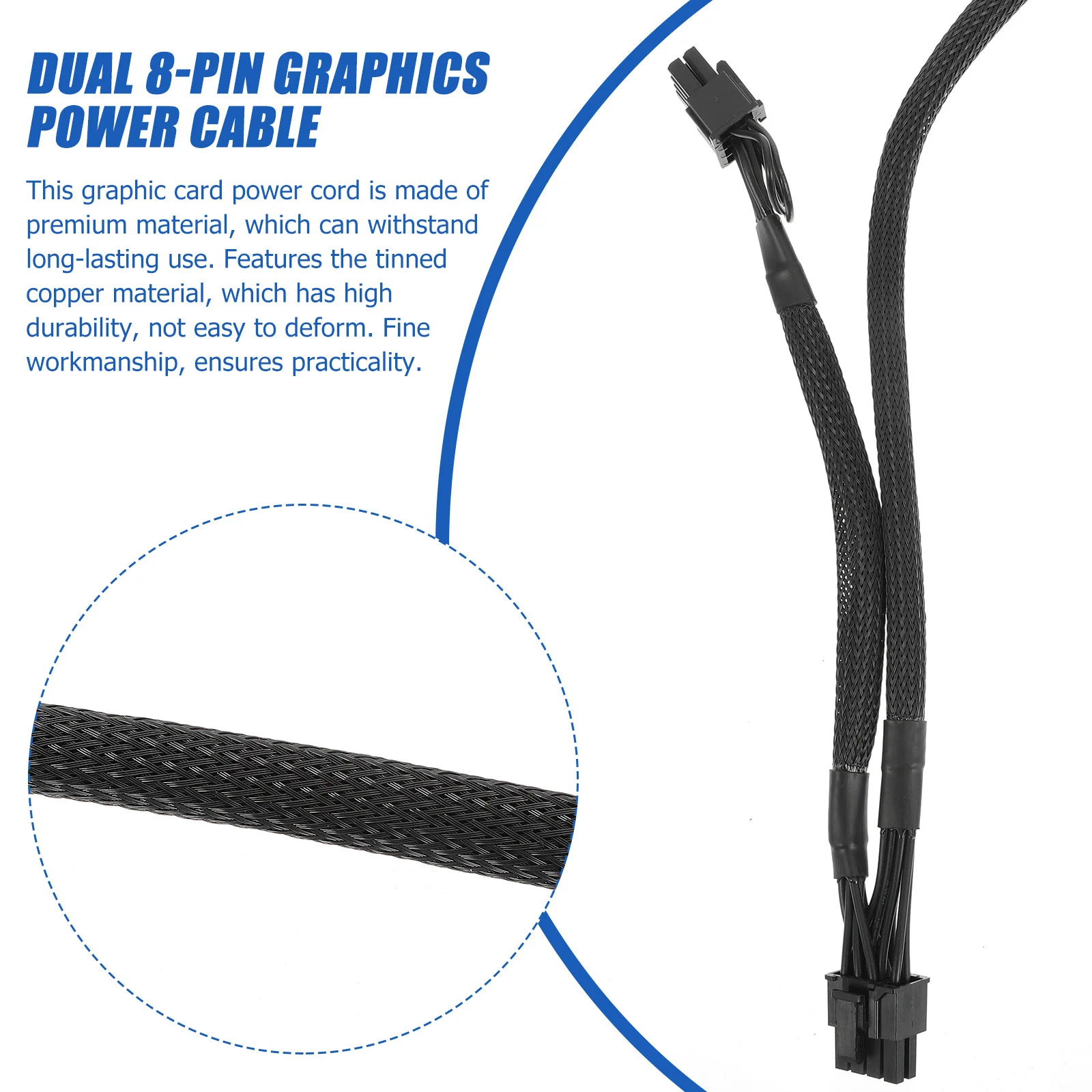 

Dual 8-Pin Graphics Power Cable Tinned Copper Material Long-Lasting Use Power Adapter Connector Graphics Cards Cable