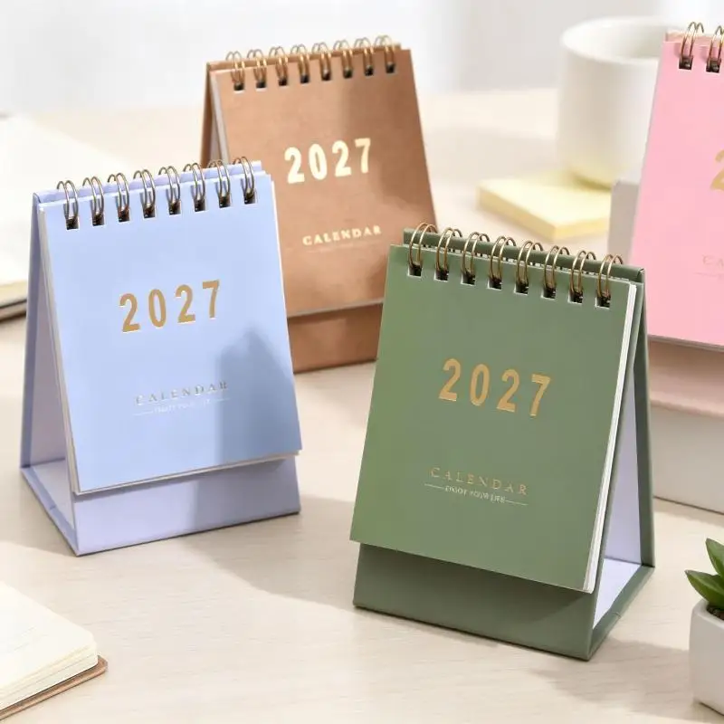 Small Desk Calendar Memo Calendar Planner Desktop Decoration 2027 Mini Morandi Color Calendar Office Stationery New Year Gifts