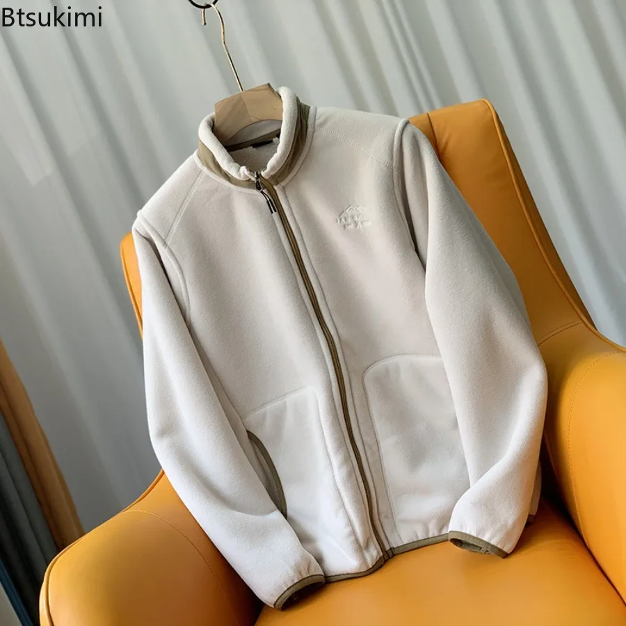 Casual Fleece Thick Hoodies Men Jacket Autumn Winter Korean Fashion Loose Stand Collar Plush Zipper Sweatshirt Outwear Hoodies