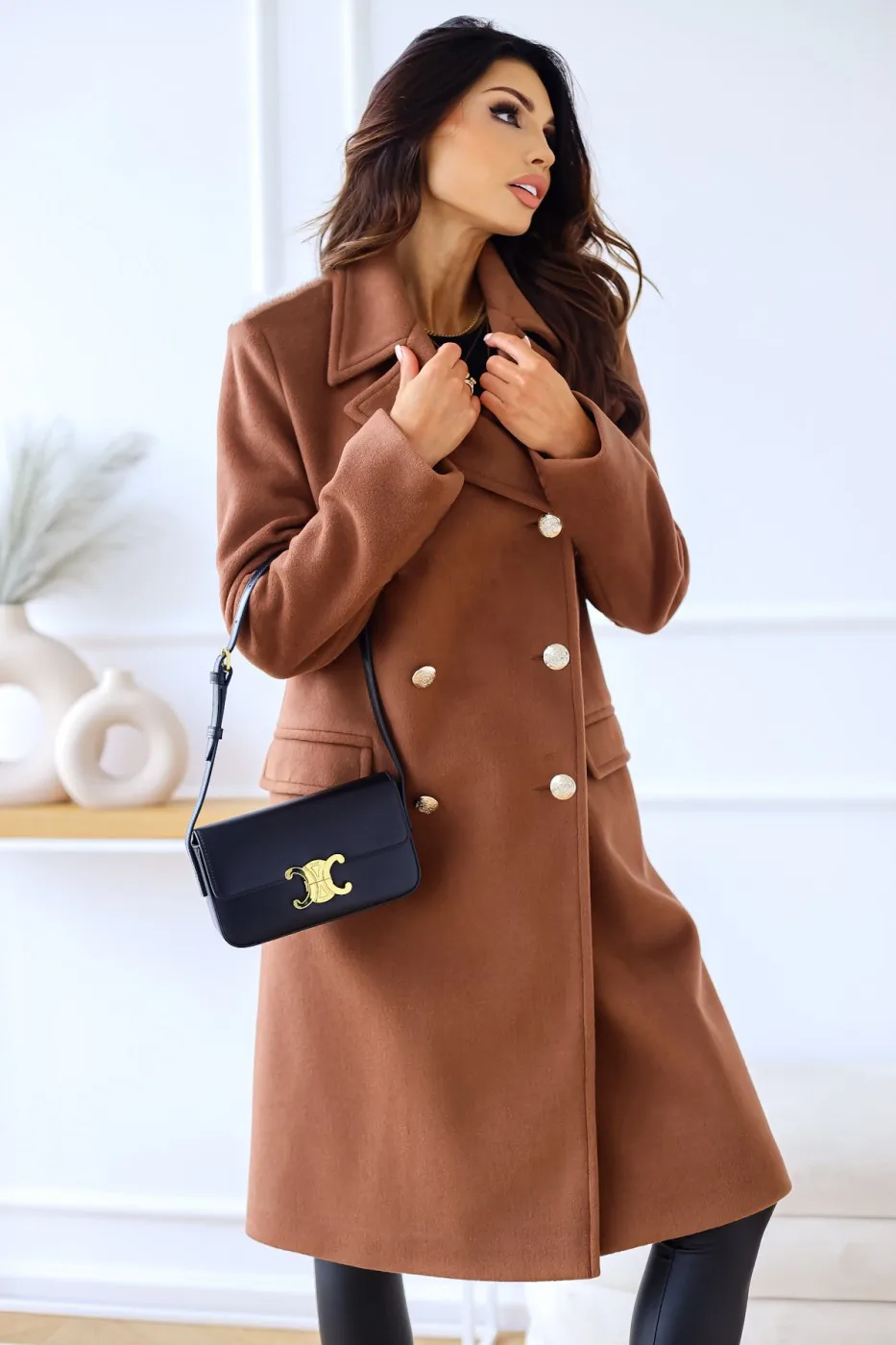 Suit woolen coat senior sense 2024 autumn and winter new double-breasted shoulder slimming Korean version of woolen coat