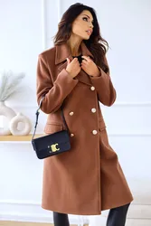 Suit woolen coat senior sense 2024 autumn and winter new double-breasted shoulder slimming Korean version of woolen coat