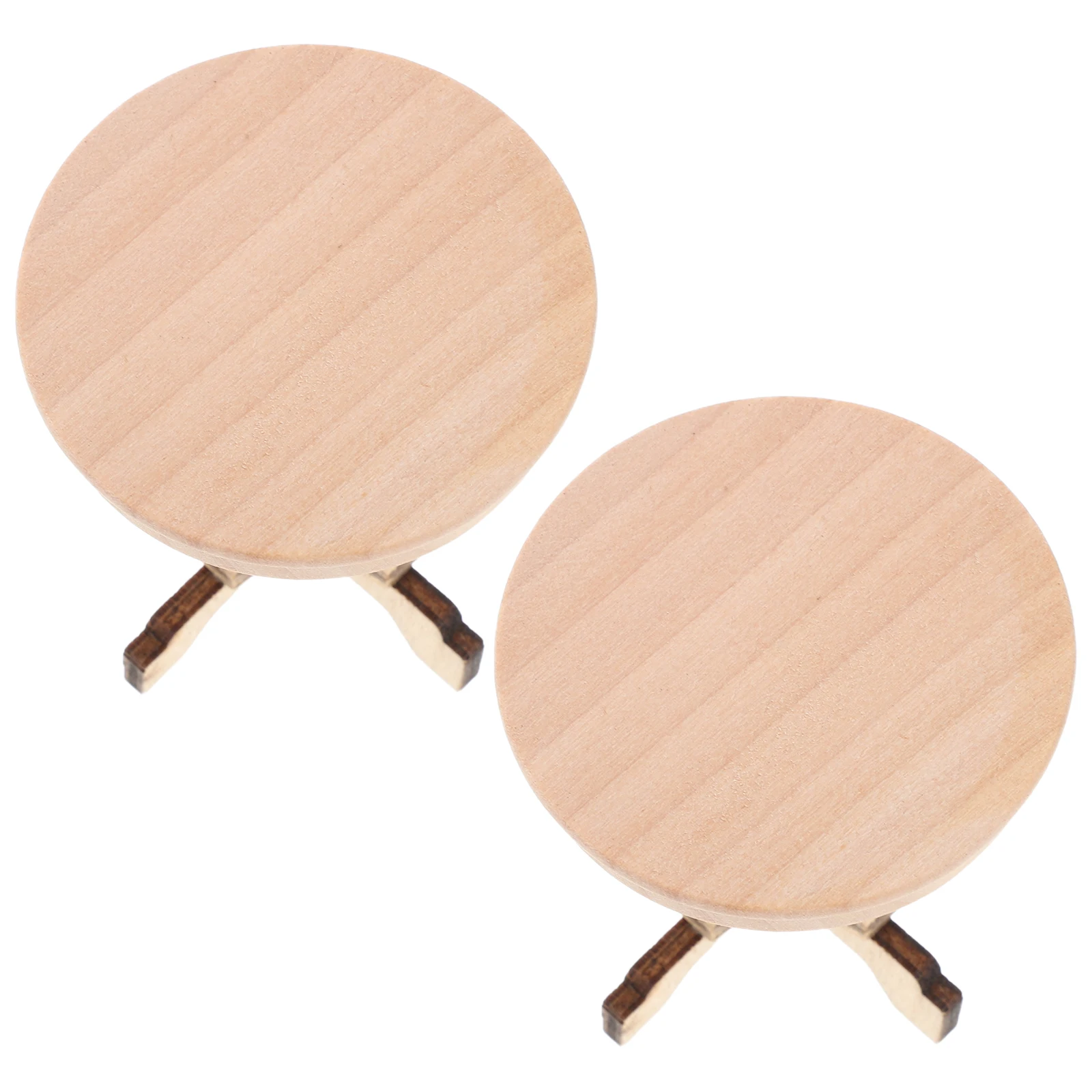Juego de muebles en miniatura de madera, 2 uds., escala 1:12, té redondo pequeño para casa de muñecas, mesa de centro portátil ligera, Mini mesa auxiliar