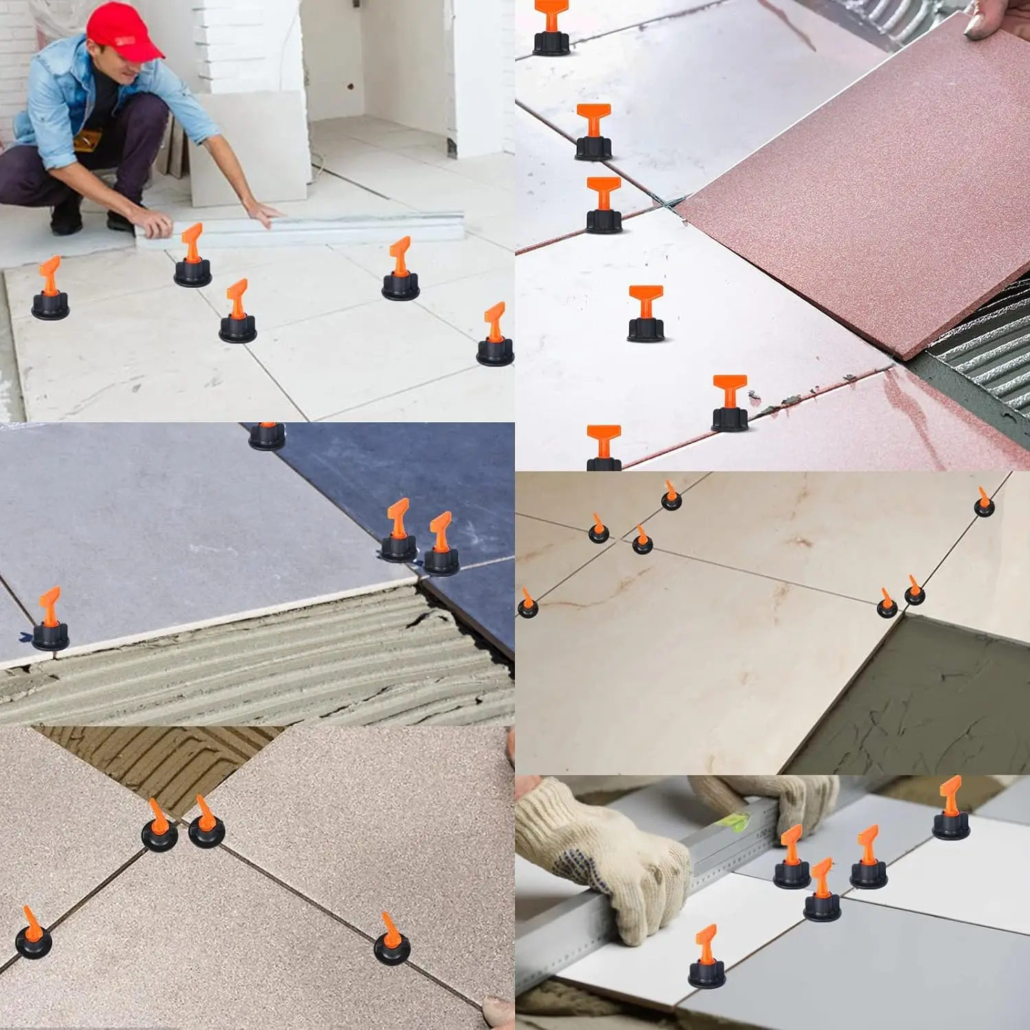 46pcs Reusable Tile Leveling System Clip Wall Floor Tile Leveler Spacers with Wrench Tile Laying Level Wedges Installation Tool