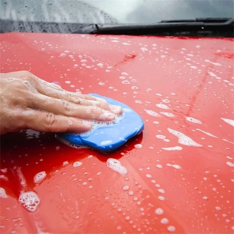 การล้างฟองน้ำให้รายละเอียดที่มีความยืดหยุ่นสะอาดสำหรับรถที่ปลอดภัยและการทำความสะอาดล้อ