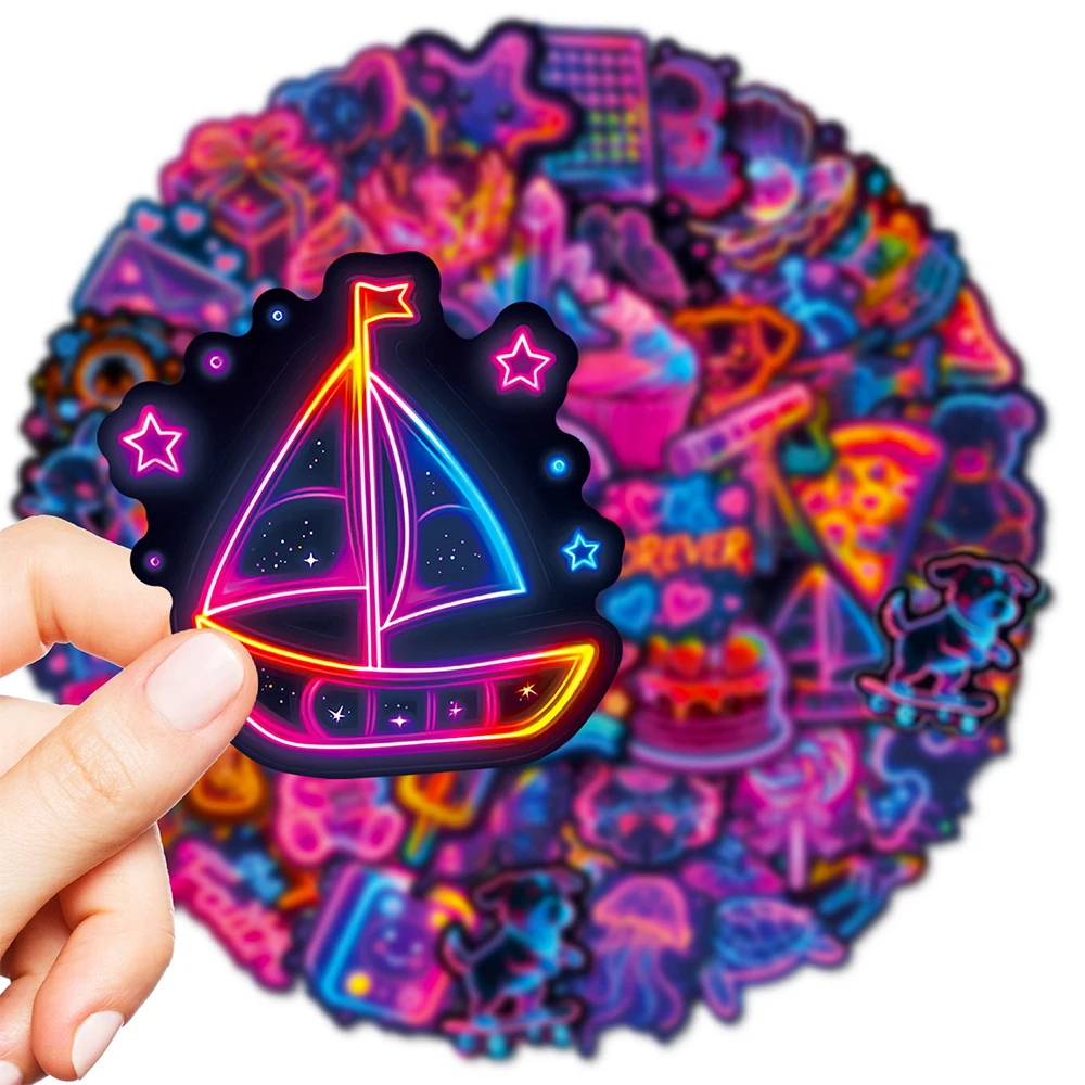10/30/56pcs Cute Cartoon Neon Graffiti Stickers Aesthetic Creative Decals Toy DIY Stationery Guitar Notebook Funny Sticker Decor
