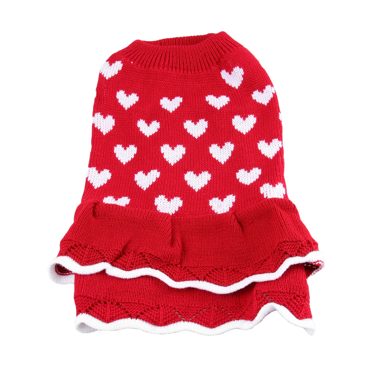 

Heart Dog Clothes Small Dog Skirt Acrylic Fiber Puppy Clothes Adorable Comfortable Outdoor Jogging Photo Supplies Size Xs