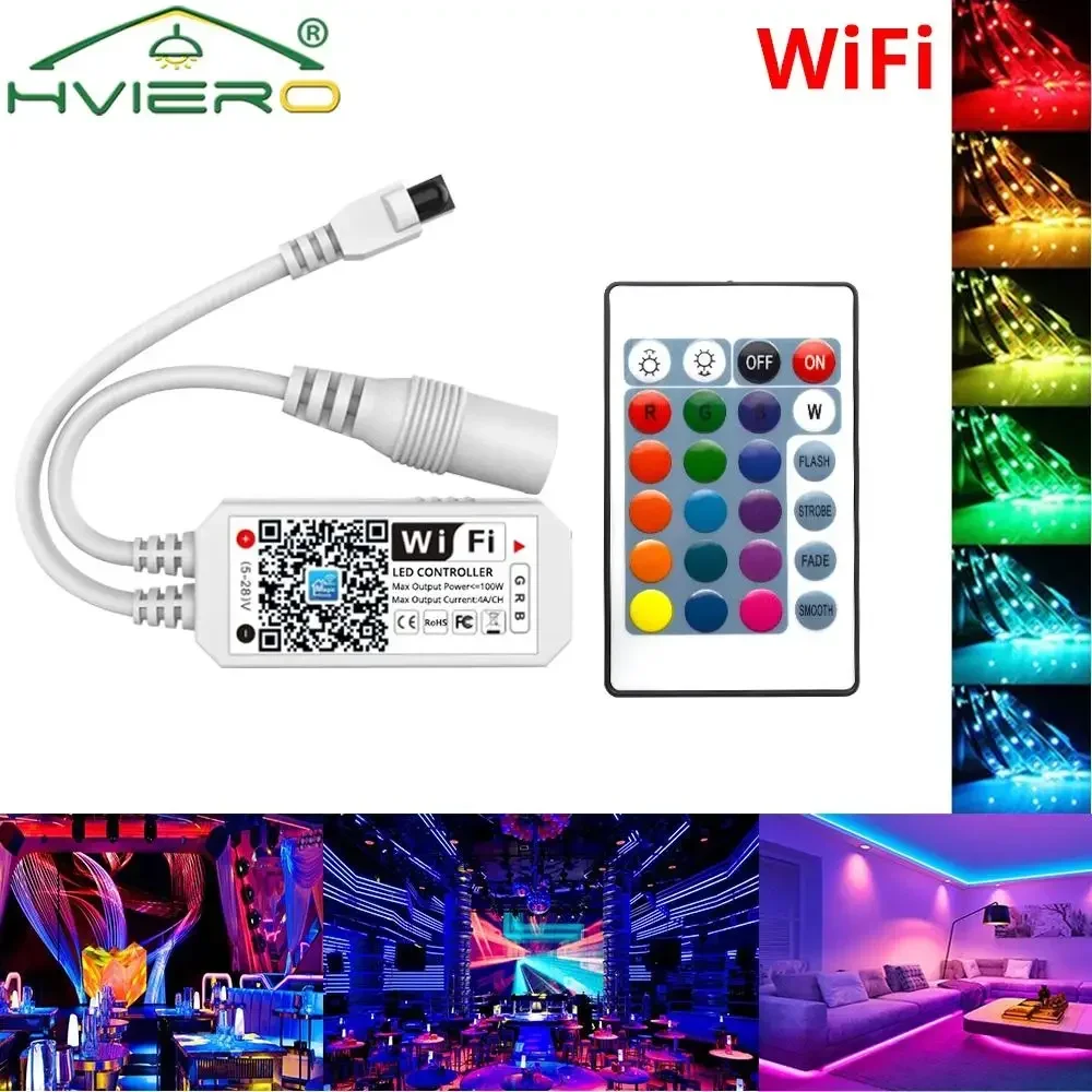 LED RGB Dimmer 24key Remote WIFI Sensor Wall Wireless Docking Connector Timing Intelligent Controller Ceiling Ambient Decoration