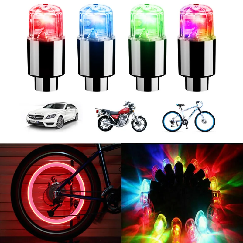 Car Hub Ambient Light Bicycle LED Tire Lights Universal Car Neon Lamp Valve Cover Lights Tire Colorful Flashing Bulb Decor